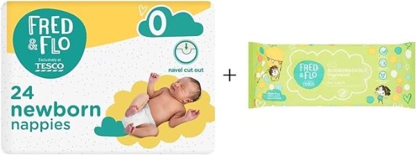 新生儿尿布 24 包 + 60 片香味婴儿湿巾