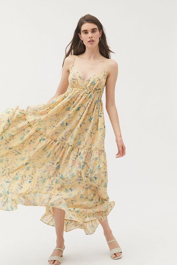 UO Millstone Floral Tiered Ruffle Maxi Dress