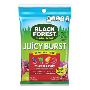 Black Forest Juicy Burst Fruit Snacks, Mixed Fruit, 4 Ounce, Pack of 12