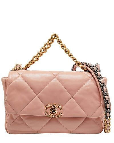 Pink Quilted Leather Large 19 Double Flap Bag (Authentic Pre-Owned) / Gilt