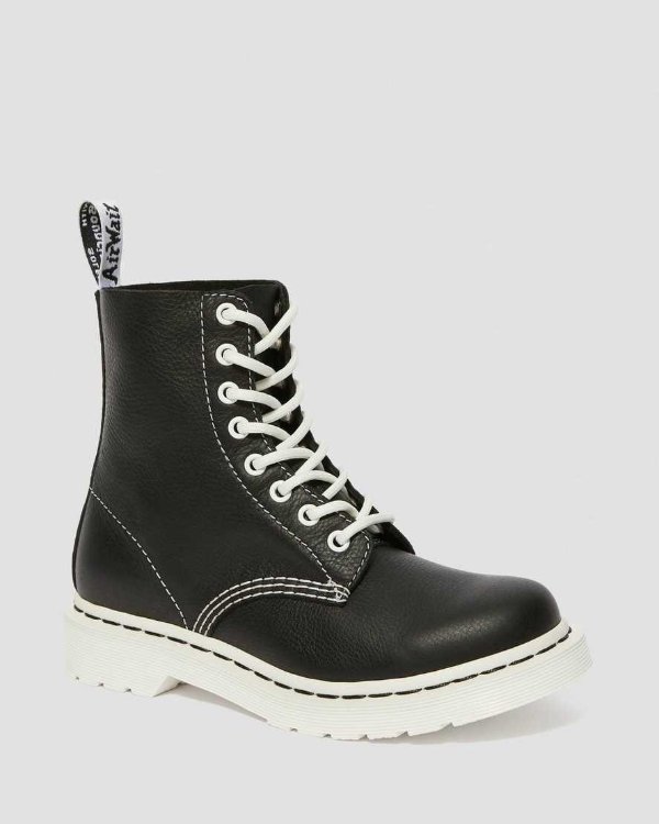DR MARTENS 1460 PASCAL VIRGINIA WOMEN'S BLACK & WHITE UP BOOTS