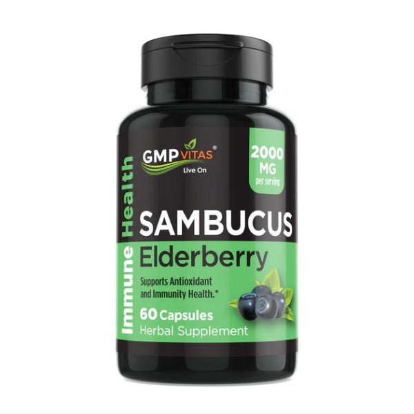 ® Sambucus Elderberry 2000 mg, 60 Capsules, Supports Antioxidant and Immunity Health