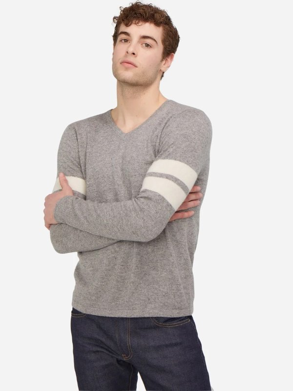 Men's V-Neck Long Sleeve Cashmere Sweater