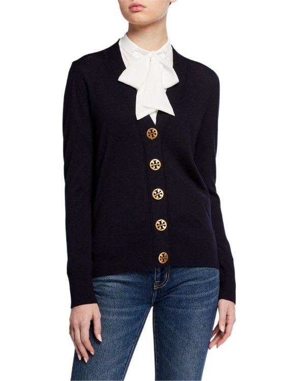 Simone Button-Front Wool Cardigan