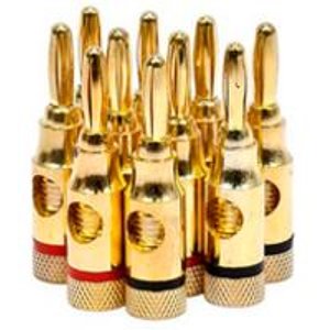 5 PAIRS OF High-Quality Gold Plated Speaker Banana Plugs Model# 9437