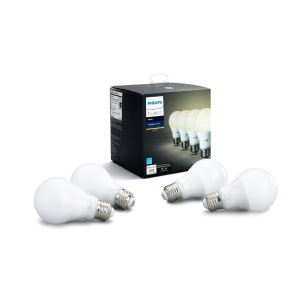 Philips Hue White A19 4-Pack 60W Equivalent Smart Bulb
