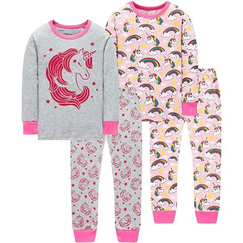 Little Girls Pajamas Baby Children Horse Pyjamas 100% Cotton Pink Toddler Sleepwear 