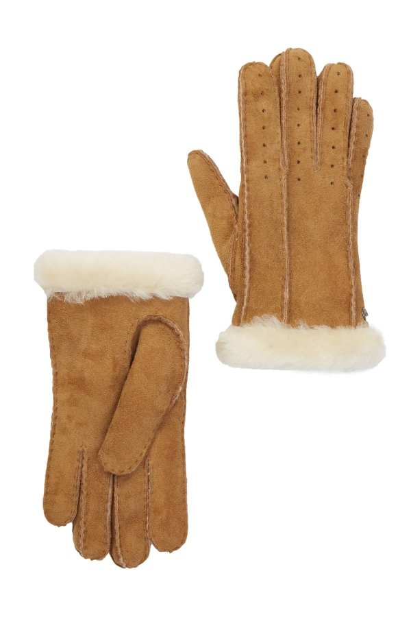 Classic Perforated Genuine Dyed Shearling Gloves