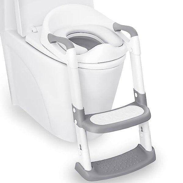 ® Potty Training Seat, Toddler Step Stool, 2 in 1 Potty Training Toilet for Kids, Baby Seat with Splash Guard and Anti-Slip Pad for Boys Girls Potty Training, Grey