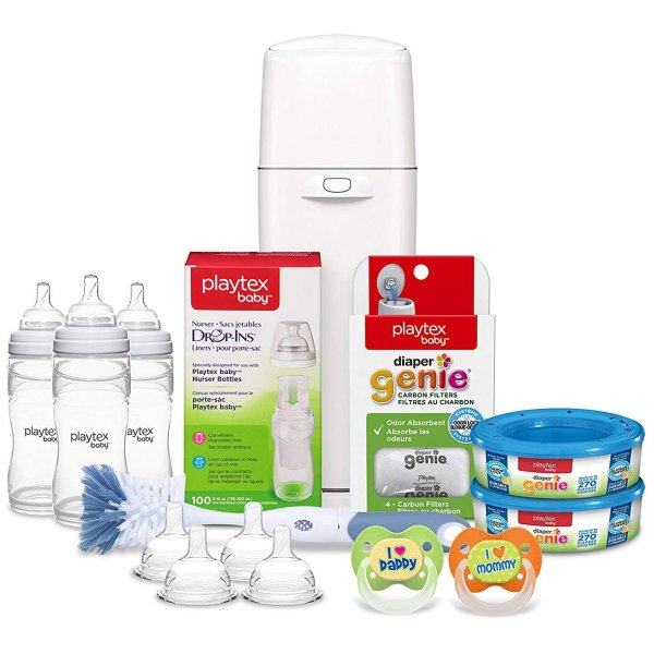 Baby Gift Set with Diaper Genie Complete Refills and Nurser Bottles
