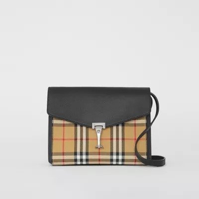Small Vintage Check and Leather Crossbody Bag