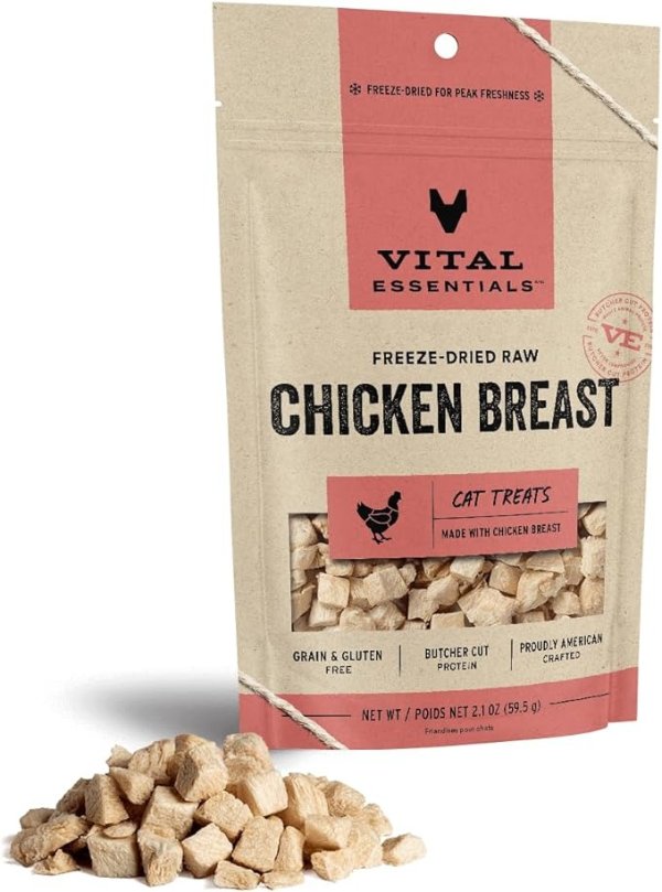 Freeze Dried Raw Single Ingredient Cat Treats, Chicken Breast, 2.1 oz