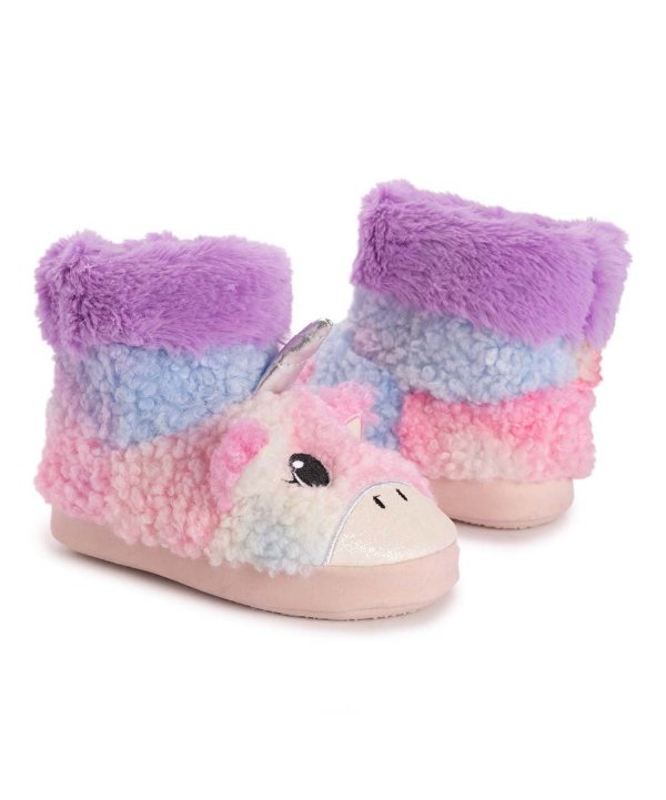 Pink & Purple Sunset Unicorn Slipper Boot - Girls