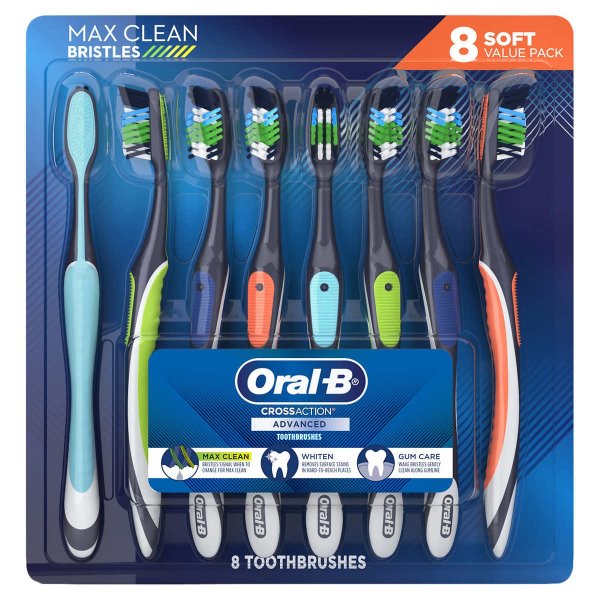 CrossAction Advanced Toothbrushes, 8-pack