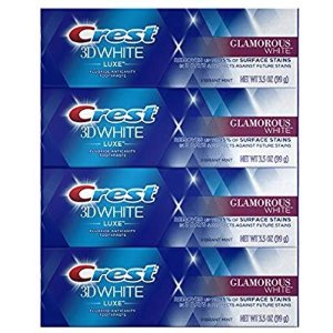Crest Toothpaste 3D White Luxe Glamorous White, 3.5oz (Pack of 4)