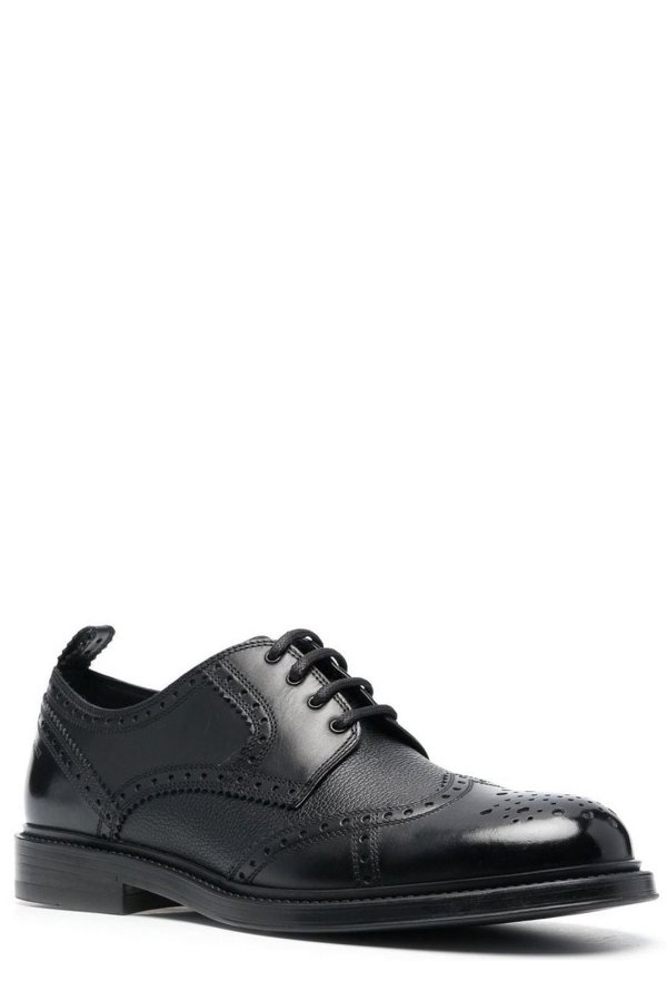 Perforated Laced Derby Shoes