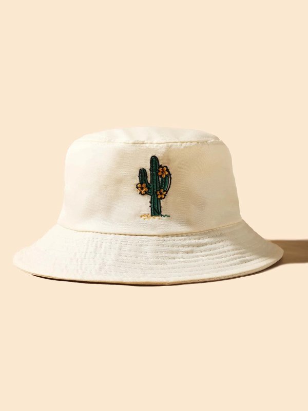 Cactus Embroidery Bucket Hat