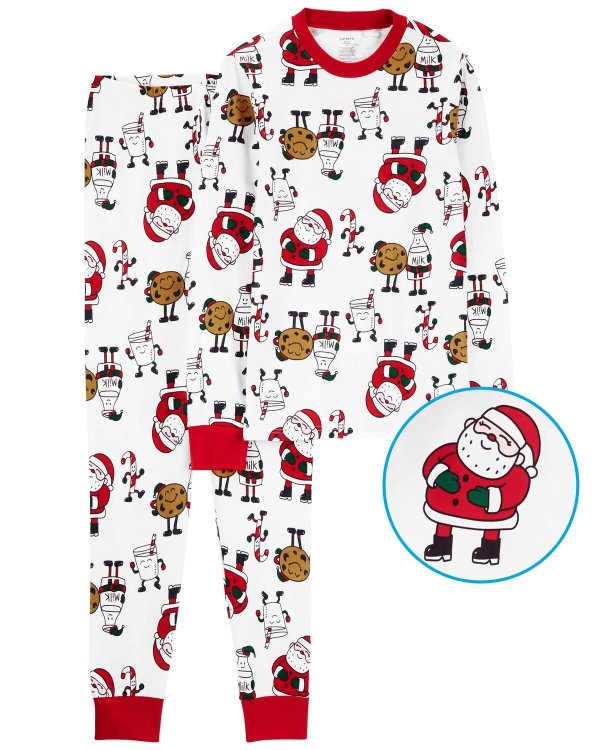 Adult 2-Piece Santa Cookies 100% Snug Fit Cotton Pajamas