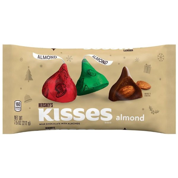 Kisses Christmas Candy Milk Chocolate with Almonds