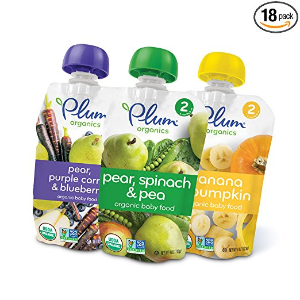 Plum Organics Stage 2, Organic Baby Food, Fruit and Veggie Variety Pack, 4 ounce pouch (Pack of 18)