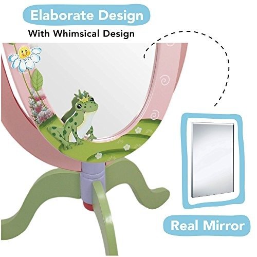 - Magic Garden Thematic Kids Wooden Standing Mirror for Girls | Imagination Inspiring Hand Crafted & Hand Painted Details Non-Toxic, Lead Free Water-based Paint