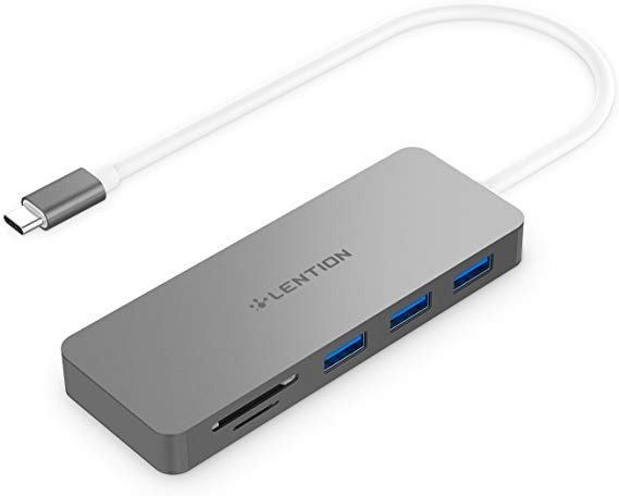 USB-C Hub with USB 3.0 Ports and SD/TF Card Reader Compatible New MacBook Air, 2019-2016 MacBook Pro 13/15 (Thunderbolt 3), ChromeBook and More, Multi-Port Type C Adapter (Space Gray)