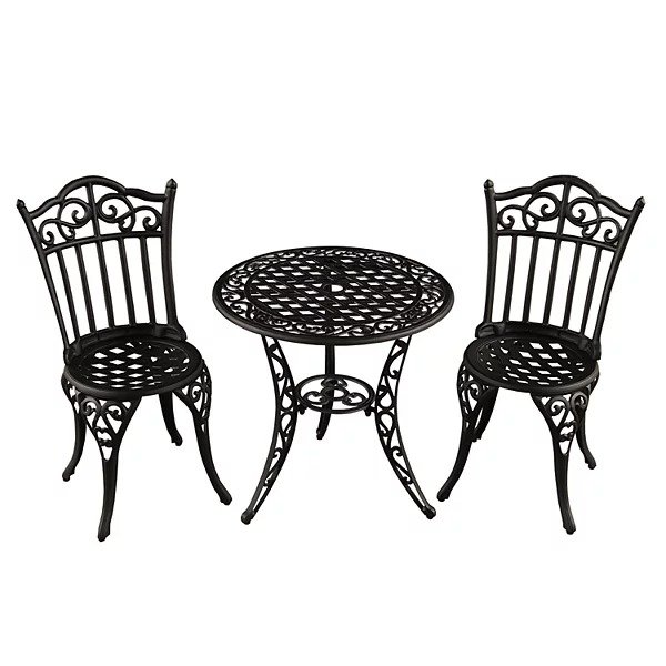 Ornate Indoor / Outdoor Chair & Bistro Table 3-piece Set