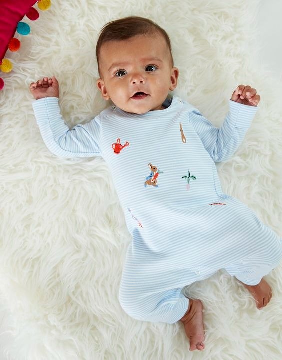 Peter Rabbit Gracie Organically Grown Cotton Applique Babygrow- Up To 1 Mth- 9 Months