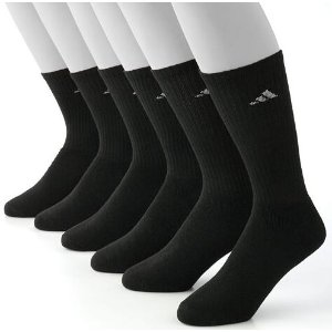 12-Pairs Men's adidas ClimaLite Socks: No-show or Crew (black)