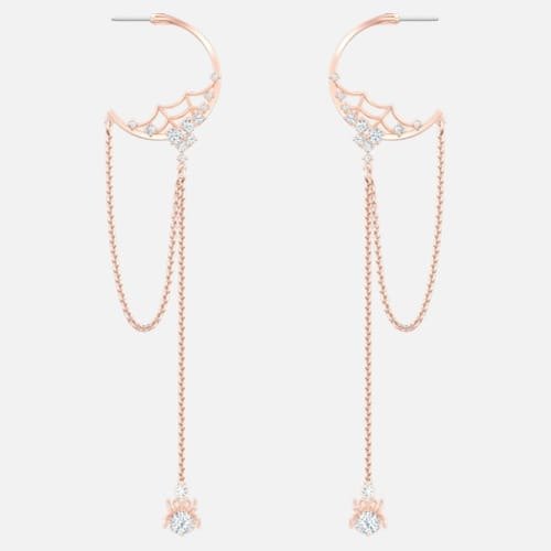 Precisely Hoop Pierced Earrings, White, Rose-gold tone plated by SWAROVSKI