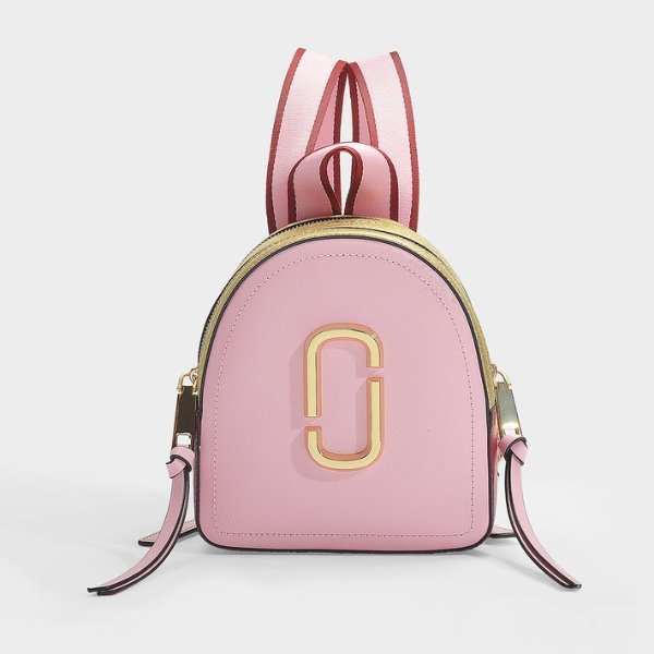 Mini Pack Shot Backpack in Baby Pink and Red Leather with Polyurethane Coating