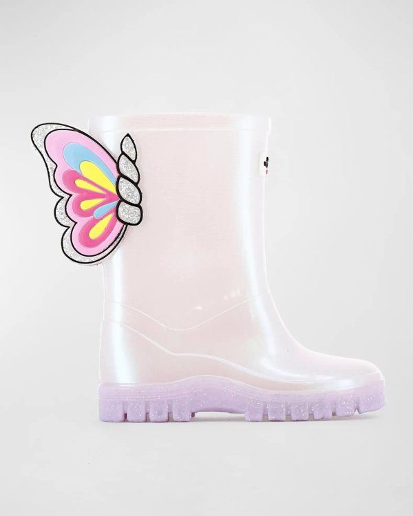 Girl's Butterfly Iridescent Rain Boots, Baby/Toddlers