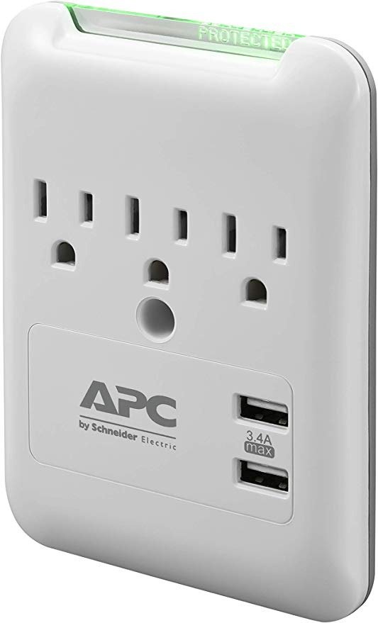 Wall Surge Protector, 3-Outlets, 540 Joule Surge Protector with Two USB Charging Ports, SurgeArrest Essential (PE3WU3)