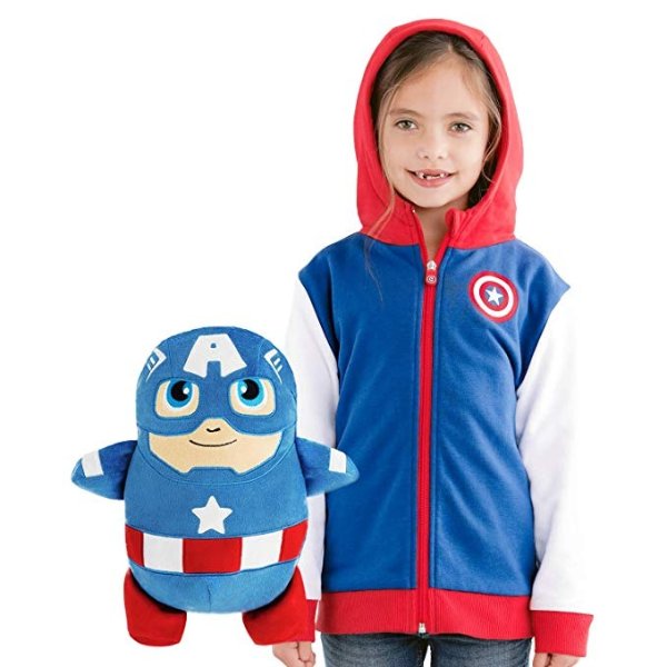 Captain America- 2-in-1 Transforming Hoodie and Soft Plushie- Red and Blue