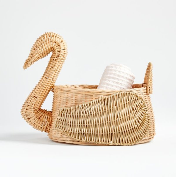 Natural and Gold Swan Toy Basket + Reviews | Crate & Kids