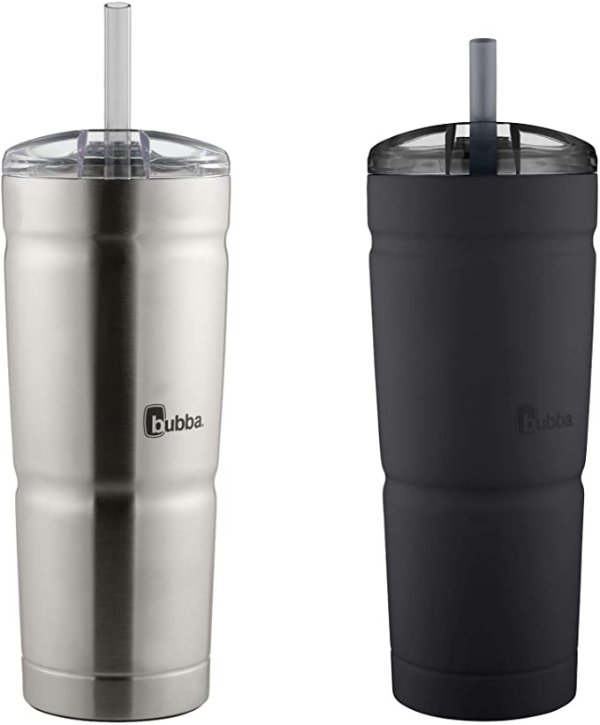 Envy S Tumbler, 24 oz, Black and Stainless Steel, 2 Pack