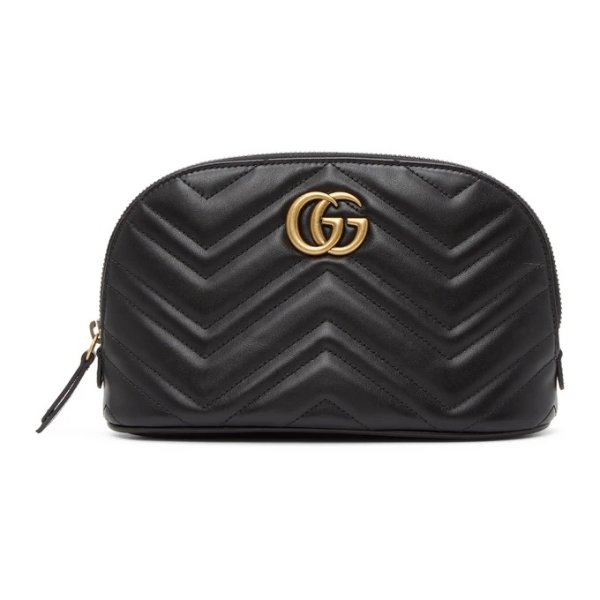 Black GG Marmont 2.0 Quilted Cosmetic Pouch