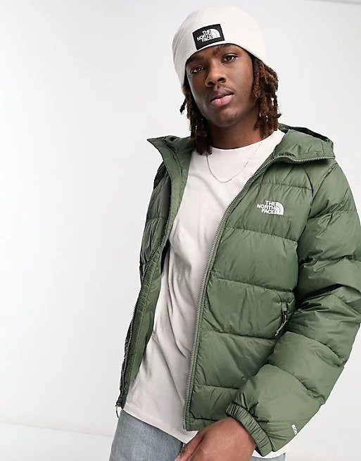 Hydrenalite hooded down puffer jacket in green