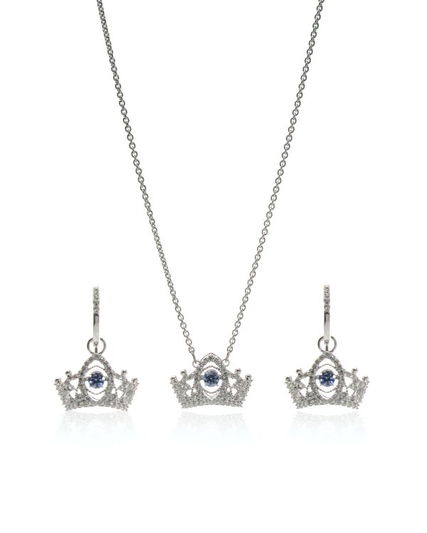 Bee A Queen Rhodium Plated Crystal Necklace And Earring Set 5510988