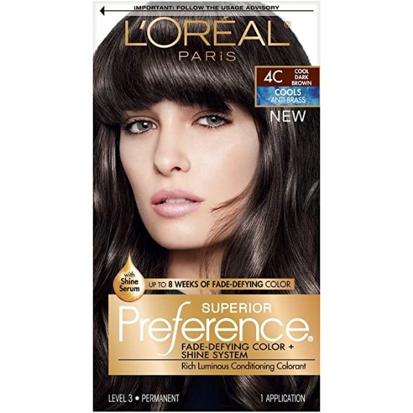 Superior Preference Fade-Defying + Shine Permanent Hair Color, 4C Cool Dark Brown, Pack of 1, Hair Dye