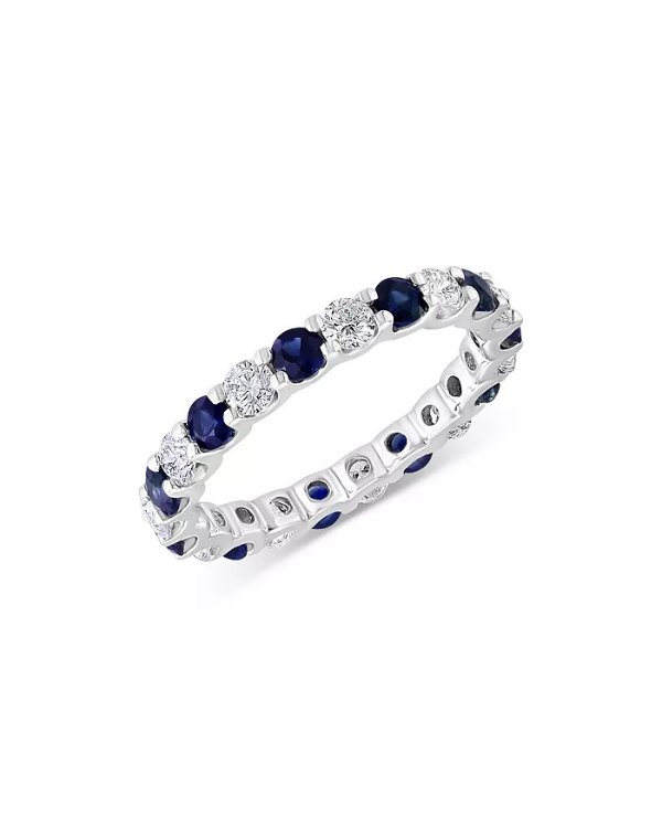 Sapphire & Diamond Eternity Band in 14K White Gold - 100% Exclusive