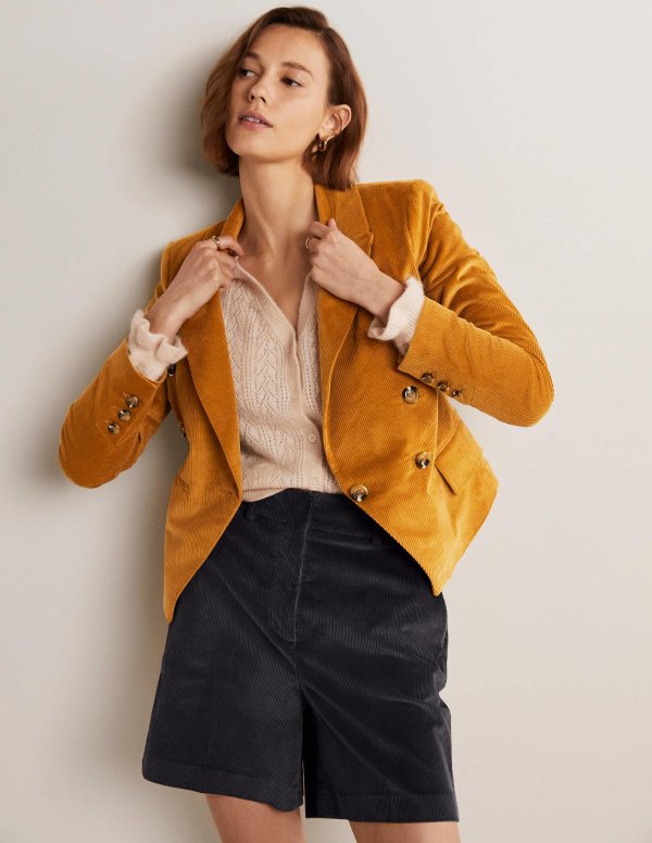 Double Breasted Cord Blazer - Gingerbread | Boden US