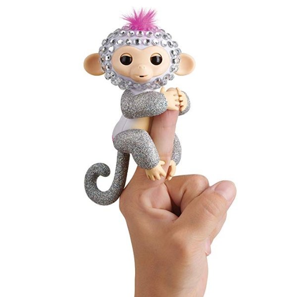 Fingerlings Monkeys - Fingerblings - Sparkle (White/Silver) - Friendly Interactive Toy