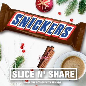 SNICKERS Christmas Slice n' Share Giant Chocolate Candy Bar 1-Pound Bar
