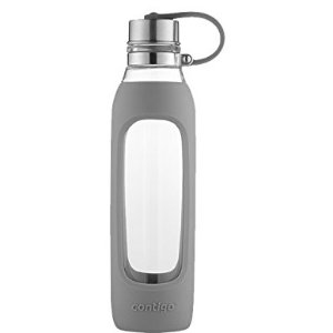 史低价：Contigo 高颜值 纯净玻璃时尚水瓶 灰色硅胶隔热套 600ml