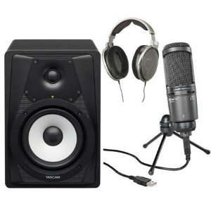 Sennheiser HD650 Headphones + Audio-Technica AT2020USB+ Cardioid Condenser USB Microphone + 2x Tascam VL-S5 5" 2-Way Speakers