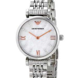 ARMANI Crystal White Mother of Pearl Dial Ladies Watch
