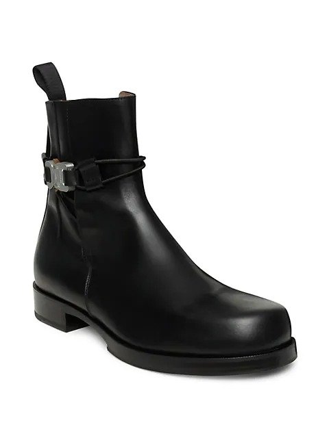 Low Buckle Leather Ankle Boots