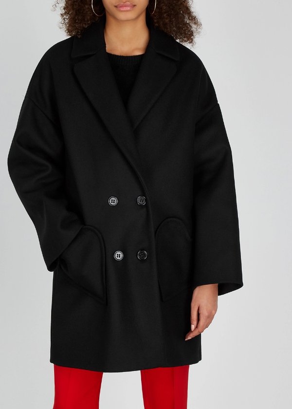 Black wool-blend coat