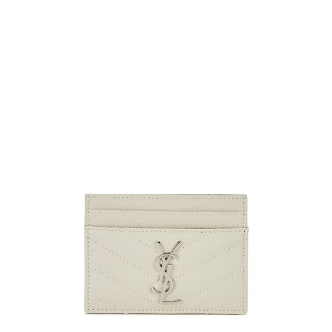 Saint LaurentWhite logo leather card holder